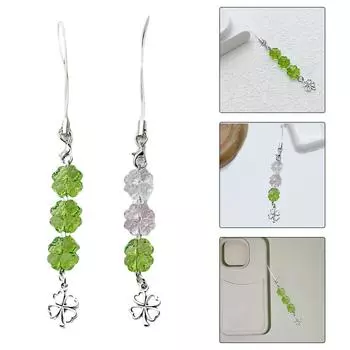 Цветной акриловый ремешок для телефона с бусинами, четырехлистный клевер/тюльпан, брелок-подвеска, универсальный шарм для телефонов и сумок 6