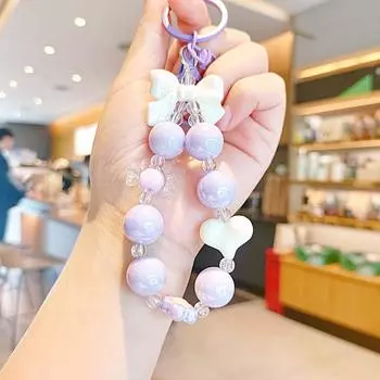 Цветной бант, бусины, телефонная цепочка, милый бант, ремешок для мобильного телефона, креативный анти-потеря телефона, короткий ремешок на запястье, кулон на рюкзак