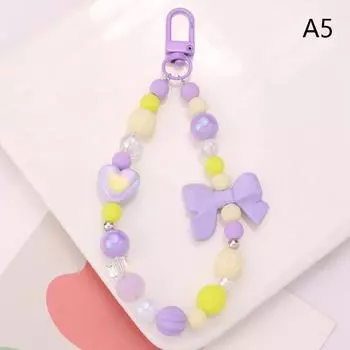 Цветной бант с бусинами, брелок, подвеска, свежее цветное сердце, бисерные аксессуары, чехол для наушников, сумка, подвеска, украшение