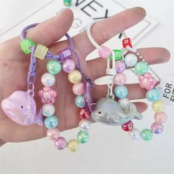 Цветной бисерный цветок брелок-подвеска в виде дельфина, цепочка для телефона, гальванизированные подвески в виде кита, подвесные украшения для сумок, аксессуары синий