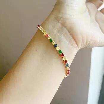 Цветной блестящий браслет-цепочка для женщин, кристальный минималистский регулируемый браслет с подвесками, ювелирные изделия для свадебной вечеринки