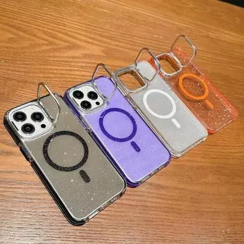 Цветной блестящий чехол для телефона с кронштейном для камеры iPhone 15 Plus 14 Pro Max 13 12 Pro 11, мягкая прозрачная магнитная противоударная защита объектива для крышки MagSafe iPhone 15 белый