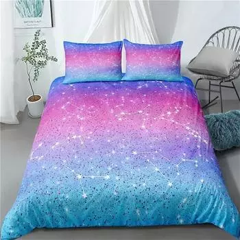 Цветной блестящий пододеяльник, комплект, девчачий розовый, пастельный, современный, для девочек, женское одеяло, двойной, королевский, полиэстер, одеяло 135X200cm-2pcs