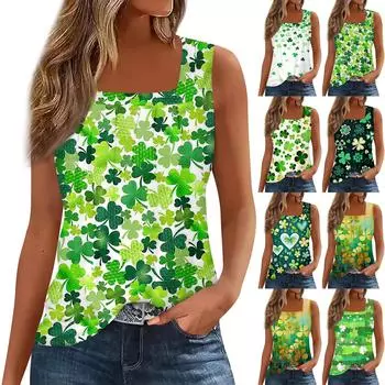 Цветной блок с рюшами и квадратным воротником, женская майка в полоску, летняя повседневная рубашка без рукавов свободного покроя M