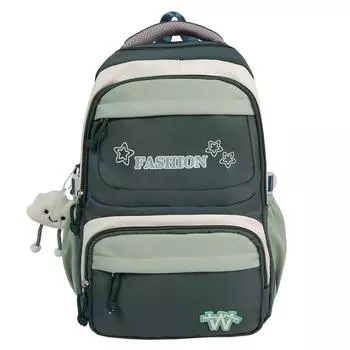 Цветной блок школьный рюкзак женский большой емкости дорожная сумка рюкзак для учеников младших классов средней школы зелёный