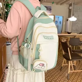 Цветной блок школьный рюкзак женский большой емкости дорожный рюкзак компьютерный рюкзак чёрный