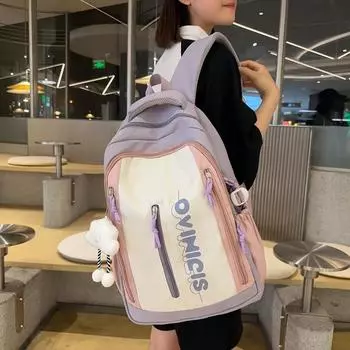 Цветной блок школьный рюкзак женский износостойкий рюкзак с буквенным принтом рюкзаки красный