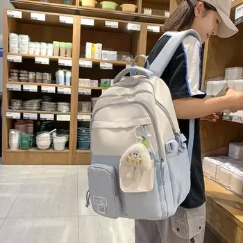 Цветной блок студенческий школьный женский рюкзак большой емкости для путешествий фиолетовый