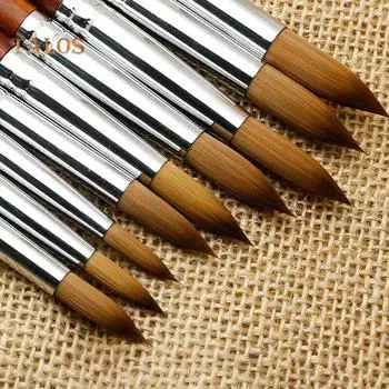 Цветной блок TNC с круглой верхней деревянной ручкой, ручка для дизайна ногтей, кисть для рисования линий #16