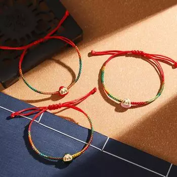 Цветной браслет из разноцветной веревки, ручная вязка, пятицветная ручная веревка, подарок зелёный