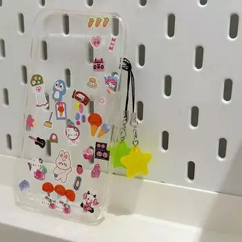 Цветной брелок в виде пятиконечной звезды, ремешок для мобильного телефона, цепочка для украшения рюкзака, милый простой брелок as the picture