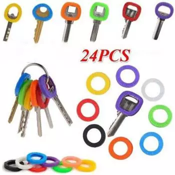 Цветной чехол для ключей, эластичный чехол для ключей, силиконовый чехол для ключей, идентификационный брелок 24pcs