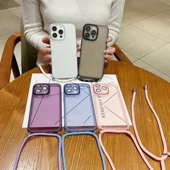 Цветной чехол для телефона через плечо с веревкой для Iphone 15 14 13 Pro Max 12 11, прозрачный силиконовый противоударный металлический защитный чехол для объектива iPhone 13 Pro Max синий
