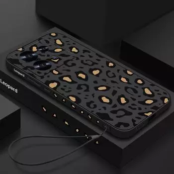 Цветной чехол для телефона с леопардовым принтом для Xiaomi 13T 12T 11T Poco F6 X6 Pro Mi 11 Lite Redmi Note 13 12 11 10 Pro Max, мягкий матовый противоударный чехол из ТПУ со шнурком Redmi Note 13 4G фиолетовый