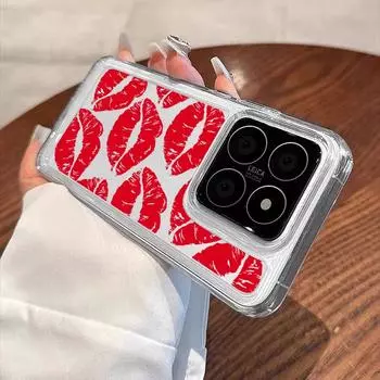 Цветной чехол для телефона с рисунком губ для Xiaomi 13T Pro 11 Lite Poco X6 M6 X5 Pro Redmi Note K70E 13 12 11 10 Pro Max, прозрачный противоударный мягкий силиконовый чехол Redmi Note 13 Pro+ 5G жёлтый