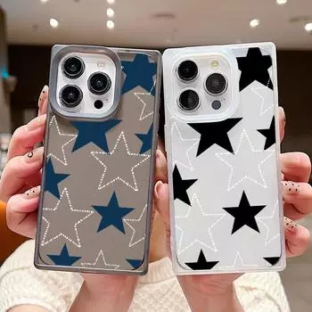 Цветной чехол для телефона TPU с рисунком звезд для iPhone 16 Pro 15 Pro Max 14 Plus 13 12 11, тонкий противоударный мягкий прозрачный чехол для защиты линз iPhone 16