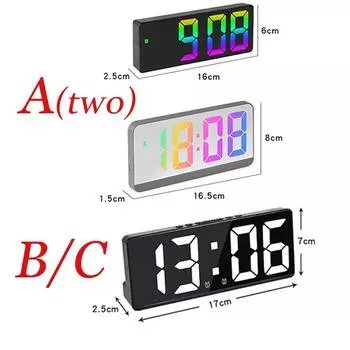 Цветной цифровой будильник со светодиодными шрифтами и крупными символами, электронные часы на прикроватной тумбочке, 3 настройки будильника, голосовое управление