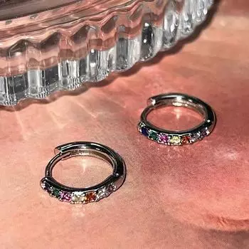 Цветной циркон пряжка для ушей женские легкие роскошные темпераментные нишевые корейские серьги дизайн Sense Commuter бриллиантовые серьги