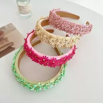 Цветной цветочный головной убор, повязка на голову с цветком и стразами, повязка на голову для умывания и снятия макияжа