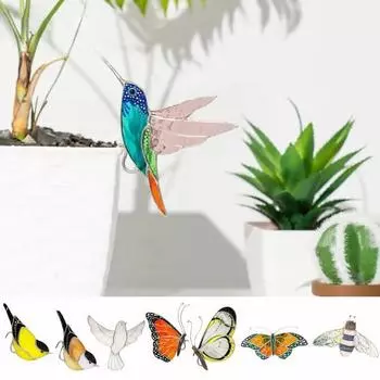 Цветной цветочный горшок, ловец света, акриловый, бабочка, пчела, птица, горшок, вставка, ловец солнца с крючком для комнатных садовых растений, декор для горшечных растений J