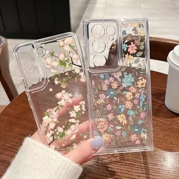 Цветной цветочный узор прозрачный чехол для Samsung S25 S24 S22 Ultra Plus S23 S21 S20 Fe A55 A54 A53 A35 A15 A56 защита объектива силиконовый мягкий тонкий чехол Samsung S25