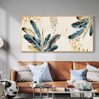 Цветной цветок перо холст искусство современное искусство для украшения стены дома гостиная постер украшение фреска без рамки 20*40cm No Frame
