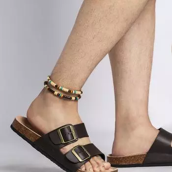 Цветной деревянный браслет на щиколотку с бусинами, плетеный, регулируемый, мужской браслет на щиколотку, ювелирные изделия