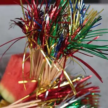 Цветной деревянный фейерверк, чек, фейерверк, палочка, украшение для фруктовой тарелки, деревянный цветной знак, украшение для десерта, торта, напитка, коктейля, инструмента