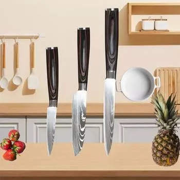 Цветной деревянный нож для стейка, кухонный нож из нержавеющей стали, кухонный нож 7cr17, набор из трех предметов style2