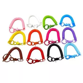 Цветной держатель удостоверения личности с застежкой-лобстером, шнурок для ключей, противоутерянный пружинный шнур, выдвижной брелок для мобильного телефона розовый