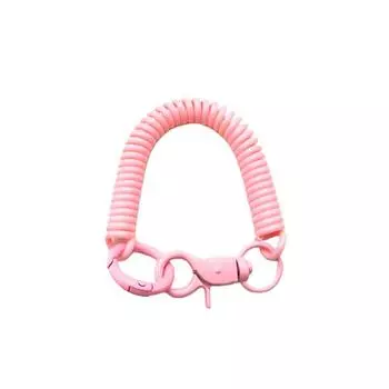 Цветной держатель удостоверения личности с застежкой-лобстером, шнурок для ключей, противоутерянный пружинный шнур, выдвижной брелок для мобильного телефона розовый