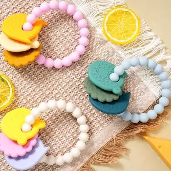 Цветной детский силиконовый прорезыватель для зубов, детская игрушка, жевательная игрушка в виде мультяшного животного, детские игрушки, прорезыватели для зубов, браслеты без содержания бисфенола А, детские аксессуары