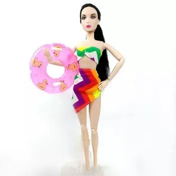 Цветной геометрический бикини для куклы Барби, одежда, пляжный бюстгальтер, нижнее белье, спасательный круг, купальный костюм для куклы 1/6 BJD, аксессуары для детей разноцветный