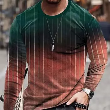 Цветной градиентный принт мужские футболки с длинным рукавом футболки с круглым вырезом повседневный свитер мужская одежда больших размеров XS темно-синий