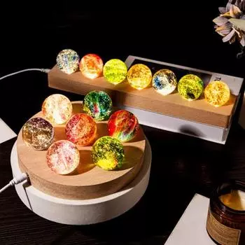 Цветной искусственный хрустальный шар с деревянной основой, питание от USB, 7 трещин на льду A