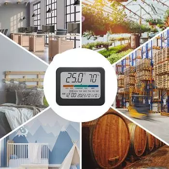 Цветной измеритель температуры и влажности с большим экраном и календарным датчиком температуры для дома Thermometer Hygrometer