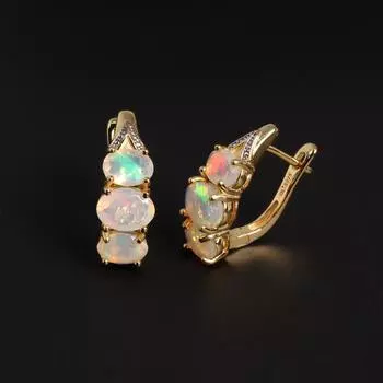 Цветной камень октября, натуральный опал, драгоценный камень, серьги, изящные ювелирные изделия, серебро 925 пробы, подарок на день рождения для женщин и девочек M жёлтый