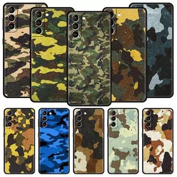Цветной камуфляжный черный камуфляжный силиконовый чехол для телефона Samsung Galaxy S23 S22 S21 S20 FE Ultra 5G S10 S10E S9 S8 Plus 10 20 Cover Samsung S23 Plus
