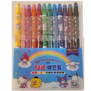 Цветной карандаш Sanrio 12 цветов. (цвет по выбору), 1 комплект, светло-голубой