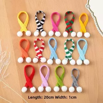 Цветной кашемировый вязаный мини-шарф с меховым шариком - рождественский праздничный аксессуар