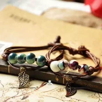 Цветной керамический браслет из бусин, керамический плетеный браслет, ручная нить, милый керамический браслет, женский этнический стиль