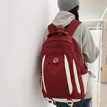 Цветной контрастный школьный рюкзак для старшеклассников, рюкзак большой емкости, водонепроницаемый дорожный рюкзак чёрный