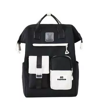 Цветной контрастный женский рюкзак для младших школьников, школьный рюкзак для мужчин, дорожный рюкзак чёрный