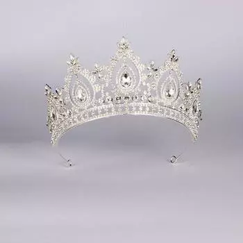 Цветной кристаллический ободок для волос в стиле барокко, королева, сплав, корона, принцесса, свадебная корона, аксессуары для волос серебряный