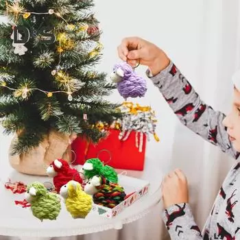 Цветной кудрявый овечий кулон, войлочная овечка, подвесное украшение, пушистая овечка, настенное украшение на окно, подарок на рождественскую вечеринку A