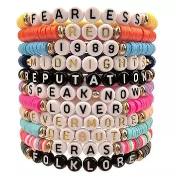Цветной многослойный браслет из мягкой глины с бусинами и буквами - европейский и американский стиль Corresponding size if exists or remains empty