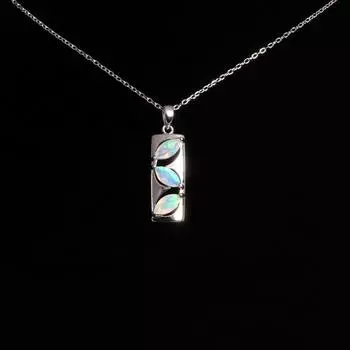 Цветной октябрьский камень, натуральный опал, серебряное ожерелье с подвеской, изящные украшения для женщин и подарки на день рождения для женщин 45CM белый