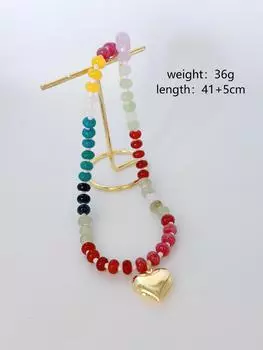 Цветной ошейник из бисера Abacus Love с подвеской на шею из натурального камня для женщин