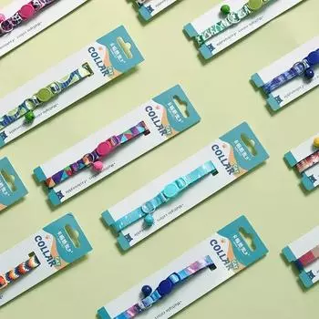 Цветной ошейник, подходит для кошек и щенков, регулируемый ошейник 19-32 см, шлейка с милым узором, ошейник для собак с колокольчиками, товары для животных A