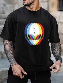 Цветной перекрывающийся 3D-принт черепа, мужская футболка, летняя повседневная мужская повседневная футболка с короткими рукавами, городская уличная мужская модная футболка S